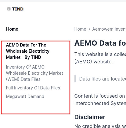 Screenshot demonstrating sidebar layout as a result of folder structure